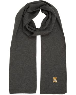 Moschino Teddy Bear Wool Wool Scarf - Black
