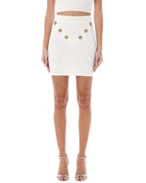 Balmain Logo Button Knitted Skirt Skirts - White