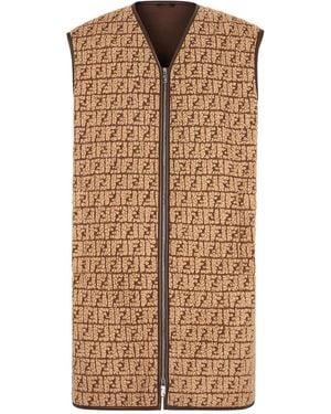 Fendi Luxurious Monogrammed Zip-Up Vest For - Brown