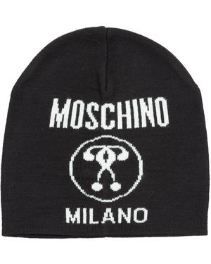 Moschino Berretto Double Question Mark - Nero