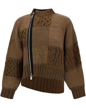 Sacai Patchwork Jumper - Brown