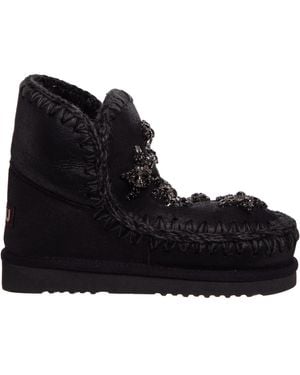 Mou Eskimo Crystal Stars Ankle Boots - Black