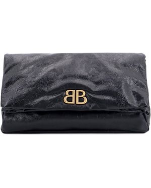 Balenciaga Clutch in pelle con monogramma BB frontale - Grigio