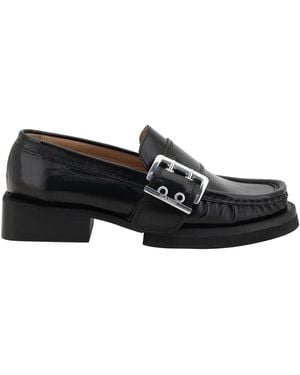 Ganni Feminine Buckle Loafers - Black