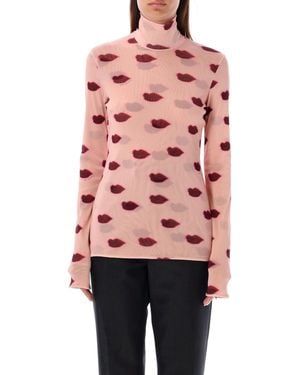 Stella McCartney 'Lips Print Top Mesh - Red