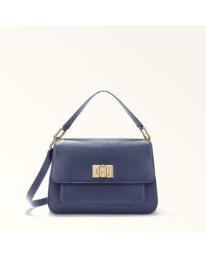 Furla Ella Top Handle Blu Reale Grained Calf Leather - Blue