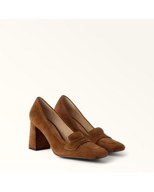 Furla Solid Pump Cognac H Suede - Brown