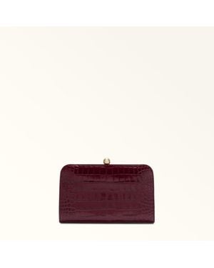 Furla Alba Clutch Ribes G Cocco Print Calf Leather - Purple