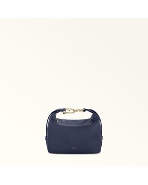 Furla Tonie Shoulder Bag Mediterraneo Ares Soft Textured Leather - Blue