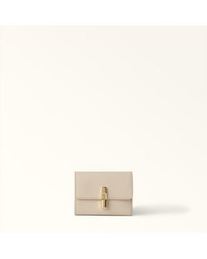 Furla Iride Compact Wallet Butter Textured Leather - Natural