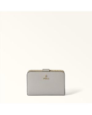 Furla Camelia Compact Wallet Stone Textured Leather - Grey