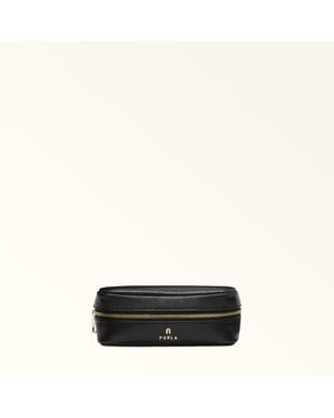 Furla Camelia Cosmetic Case Nero Textured Leather - Black