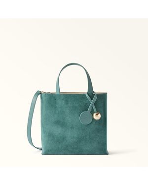 Furla Divide It Tote Toni Edera Suede + Sidney Calf Leather - Green