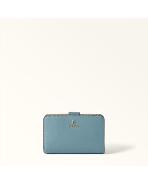 Furla Camelia Compact Wallet Cloud Textured Leather - Blue