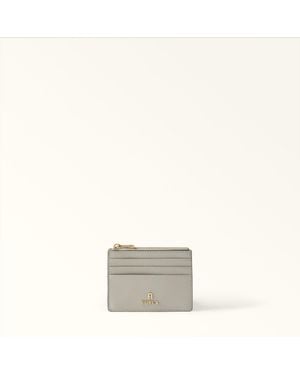 Furla Camelia Card Case Stone Textured Leather - Grey