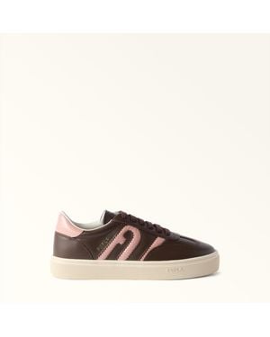 Furla Allegra Sneakers Cioccolato Calf Leather + Crocodile Print Calfskin - Brown