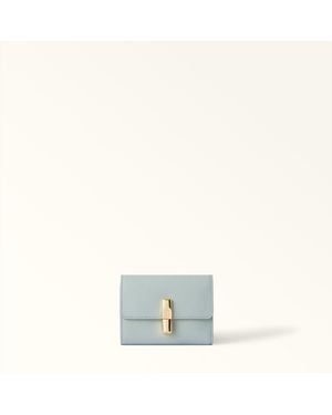 Furla Iride Compact Wallet Nebbia Textured Leather - White