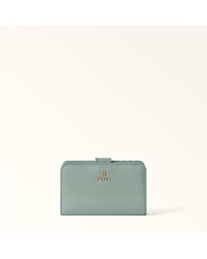Furla Camelia Compact Wallet Winter Sky Varnished Ares Textured Leather - Green