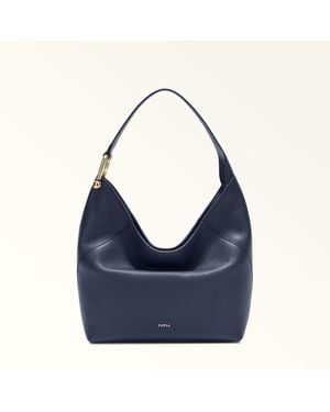 Furla Lara Shoulder Bag Mediterraneo Grained Calf Leather - Blue