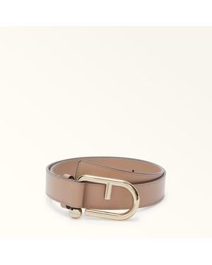 Furla Nuvola Fixed Belt Greige Claris Lux Calf Leather - Natural