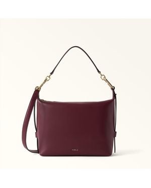 Furla Tonie Shoulder Bag Apple Ares Soft Textured Leather - Purple