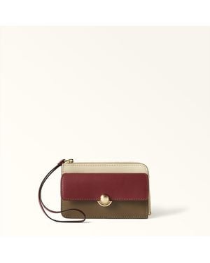 Furla Sfera Card Case Apple Colourblock Sydney Calf Leather - Brown