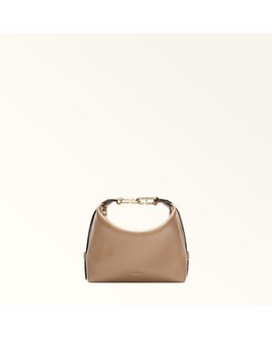 Furla Tonie Shoulder Bag Toffee Ares Soft Textured Leather - Natural