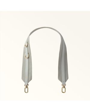 Furla Fiona Shoulder Strap Toni Dark Nebbia Ribbon Fabric + Sidney Calf Leather - White