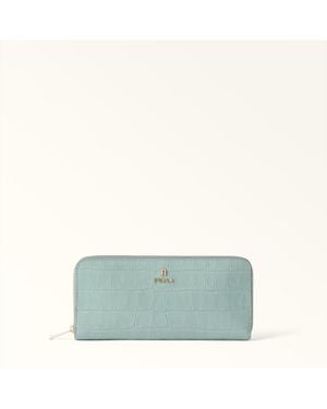 Furla Camelia Zip Around Winter Sky Cocco Print Calf Leather - Green