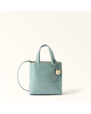 Furla Divide It Tote Mini Winter Sky Cocco Print Calf Leather - Blue