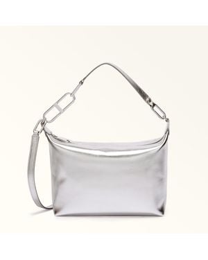 Furla Teia Crossbody Printed Smooth Leather With Metal Finish - White