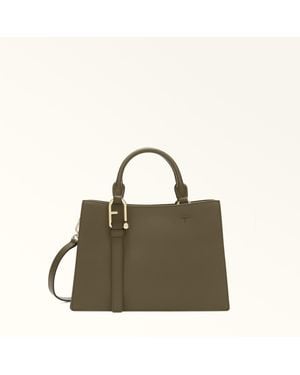 Furla Nuvola Tote Sage Claris Lux Calf Leather - Green