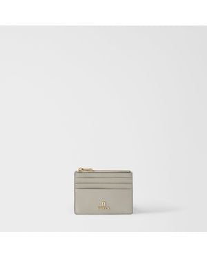 Furla Camelia Card Case Stone Textured Leather - Gray
