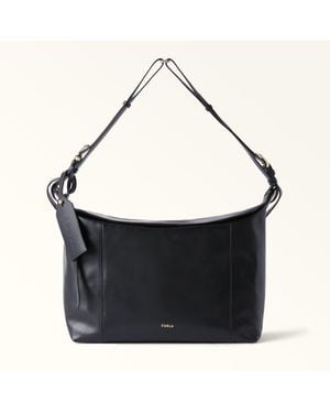 Furla Ginevra Shoulder Bag Nero Varrenne Calf Leather - Black