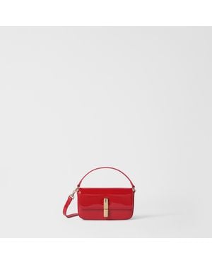 Furla Iride Top Handle Rosso Patent Leather - Red