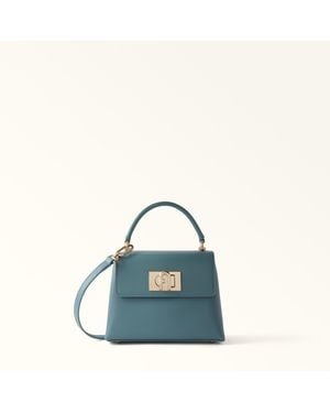 Furla 1927 Top Handle Mini Cloud Textured Leather - Blue