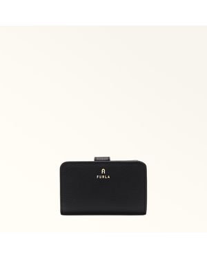Furla Camelia Compact Wallet Nero Grained Calf Leather - Black