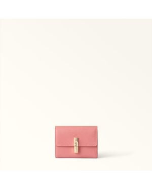 Furla Iride Compact Wallet Rosewood Textured Leather - Pink