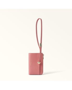 Furla Laura Card Case Rosewood Textured Leather - Pink