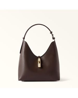 Furla Goccia Shoulder Bag Cioccolato Sidney Calf Leather - Brown