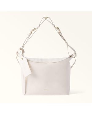 Furla Ginevra Shoulder Bag S Panna Varrenne Calf Leather - White