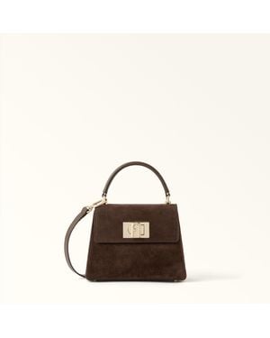Furla 1927 Top Handle Mini Toni Espresso Suede - Brown