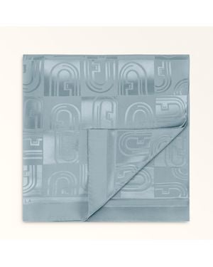 Furla Lotus Stole 70X200 Cirro Arco Dama Print Jacquard Silk - Blue