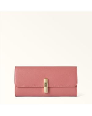 Furla Iride Continental Wallet Rosewood Textured Leather - Pink