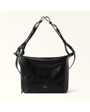 Furla Ginevra Shoulder Bag S Nero Varrenne Calf Leather - Black