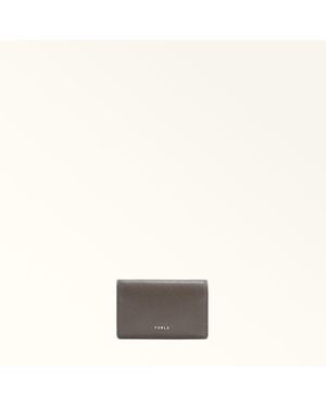Furla Project Card Case Moka Milos Textured Calf Leather + Lush Calf Leather - Gray