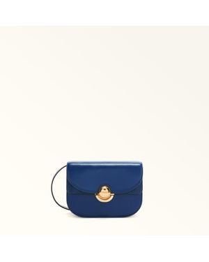 Furla Sfera Crossbody Mini Soft Calf Leather + Suede - Blue