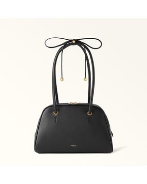 Furla Poppy Dome L Nero Diamond Grained Leather + Sidney Calf Leather - Black