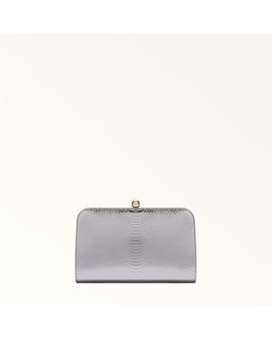 Furla Alba Leather With Python Whips Lame' Print - Gray