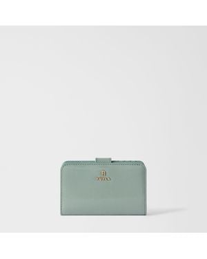 Furla Camelia Compact Wallet Winter Sky Varnished Ares Textured Leather - Green